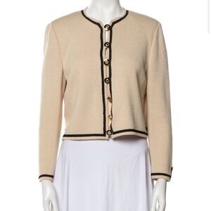 St. John Cream Jacket and Skirt with Black Accents